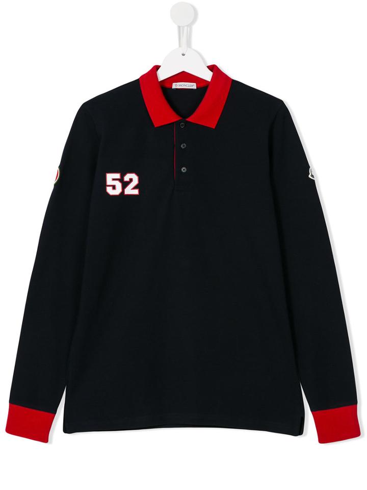 Moncler Kids - Long Sleeve Polo Shirt - Kids - Cotton - 14 Yrs, Boy's, Blue