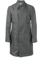 Thom Browne Prince Of Wales Check Raincoat, Men's, Size: 2, Grey, Polyester