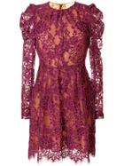 Michael Michael Kors Scalloped Floral Lace Dress - Pink & Purple