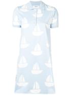 Thom Browne Sailboat Icon A-line Polo Dress - Blue