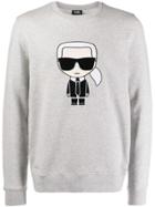 Karl Lagerfeld Karl Ikonic Embroidered Sweatshirt - Grey