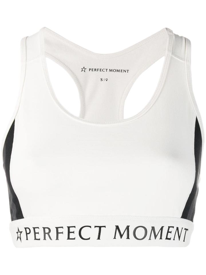 Perfect Moment Racerback Striped Sports Bra - White