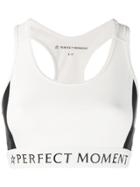 Perfect Moment Racerback Striped Sports Bra - White