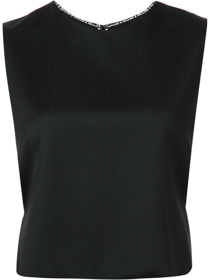 Novis Cut-off Lateral Cropped Blouse, Women's, Size: 8, Black, Silk/wool
