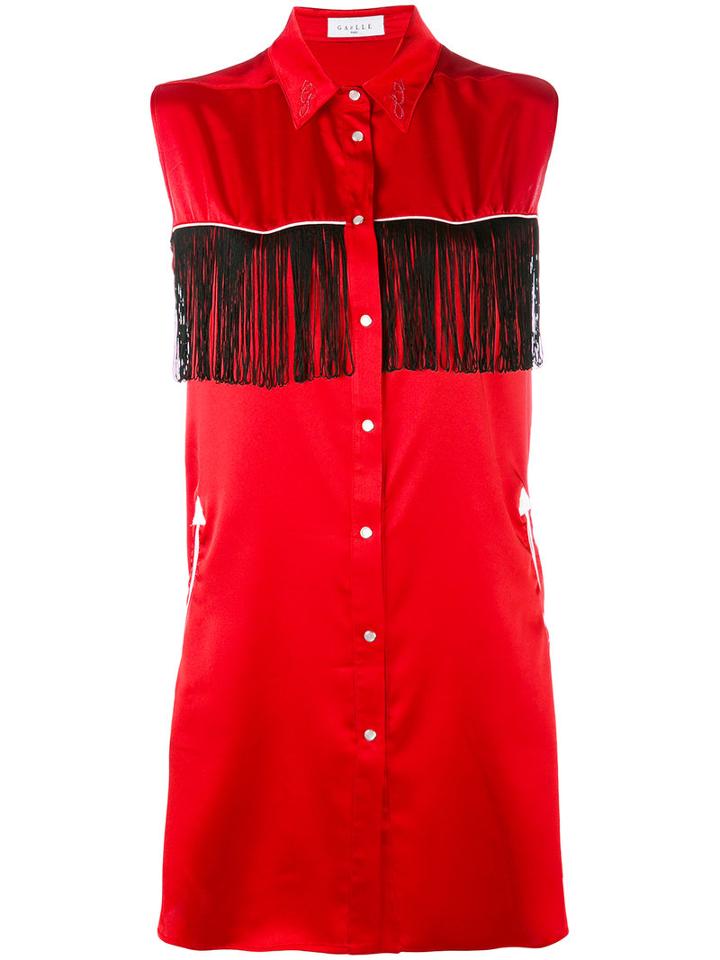 Gaelle Bonheur - Fringed Sleeveless Shirt - Women - Polyester - 44, Red, Polyester