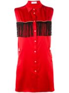Gaelle Bonheur - Fringed Sleeveless Shirt - Women - Polyester - 44, Red, Polyester