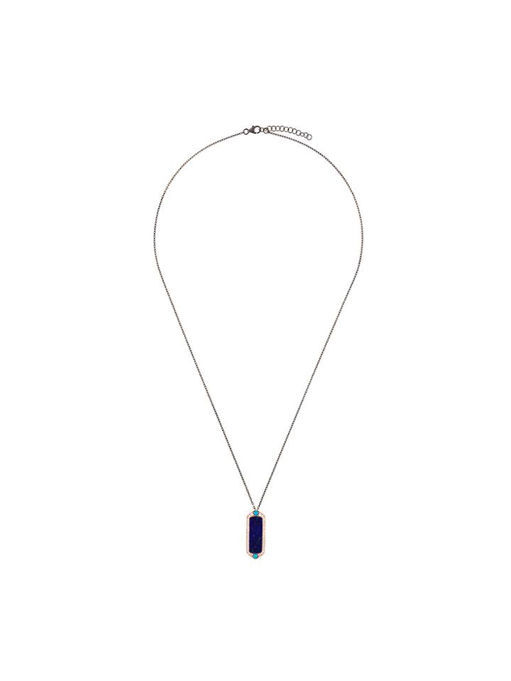 Joëlle Jewellery Lapis And Diamond Set Necklace - Black
