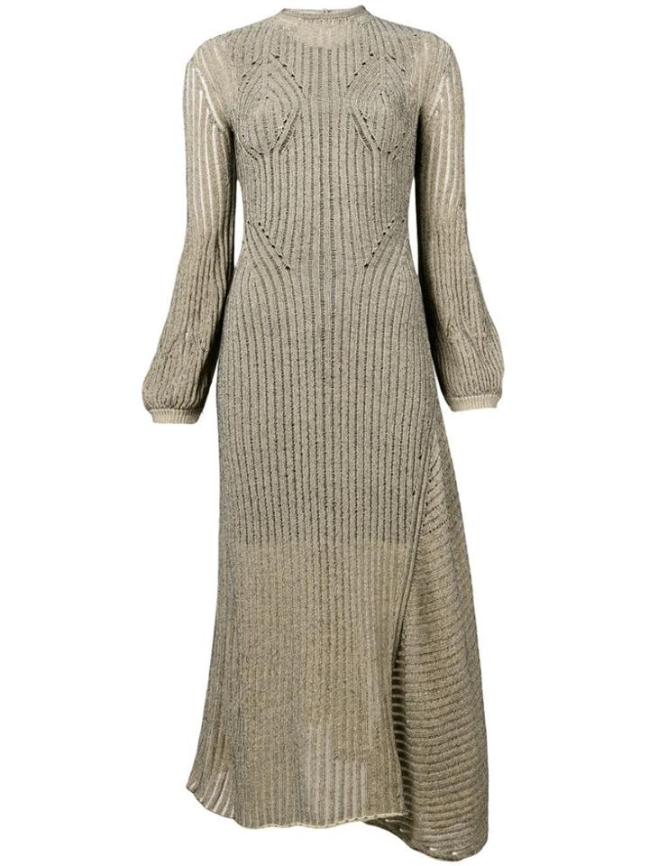 Chloé Ribbed Knit Midi Dress - Neutrals