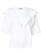 Msgm Ruffle Detail T-shirt - White