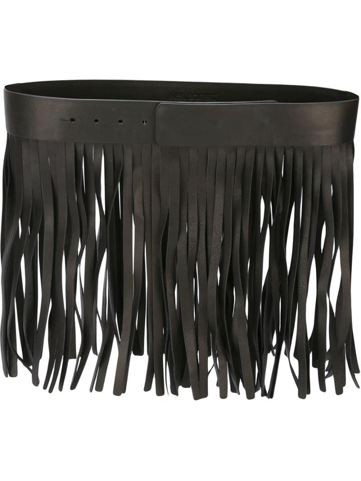 Neil Barrett Fringed Belt, Women's, Size: Medium, Black, Leather