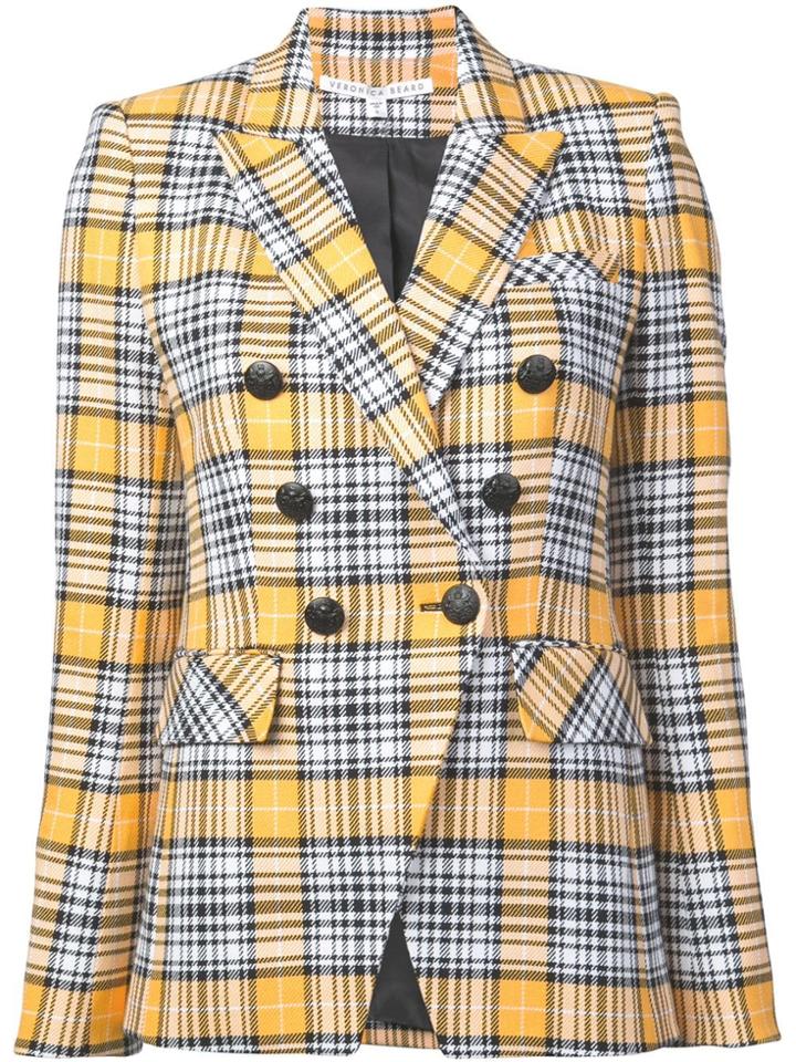 Veronica Beard Checked Double-breasted Blazer - Yellow