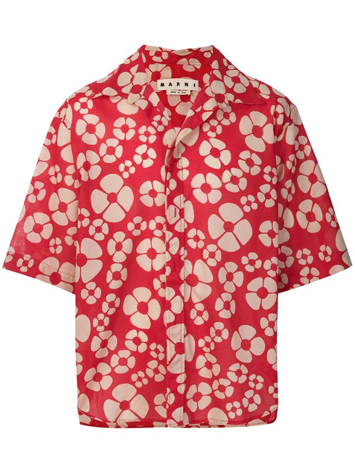 Marni Embossed Woodstock Print Shirt - Red