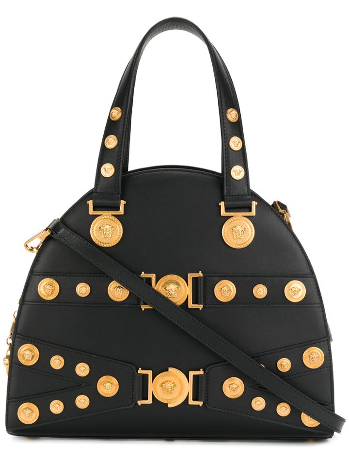 Versace Embellished Medusa Tote - Black