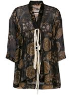 Uma Wang Floral Flared Blouse - Black