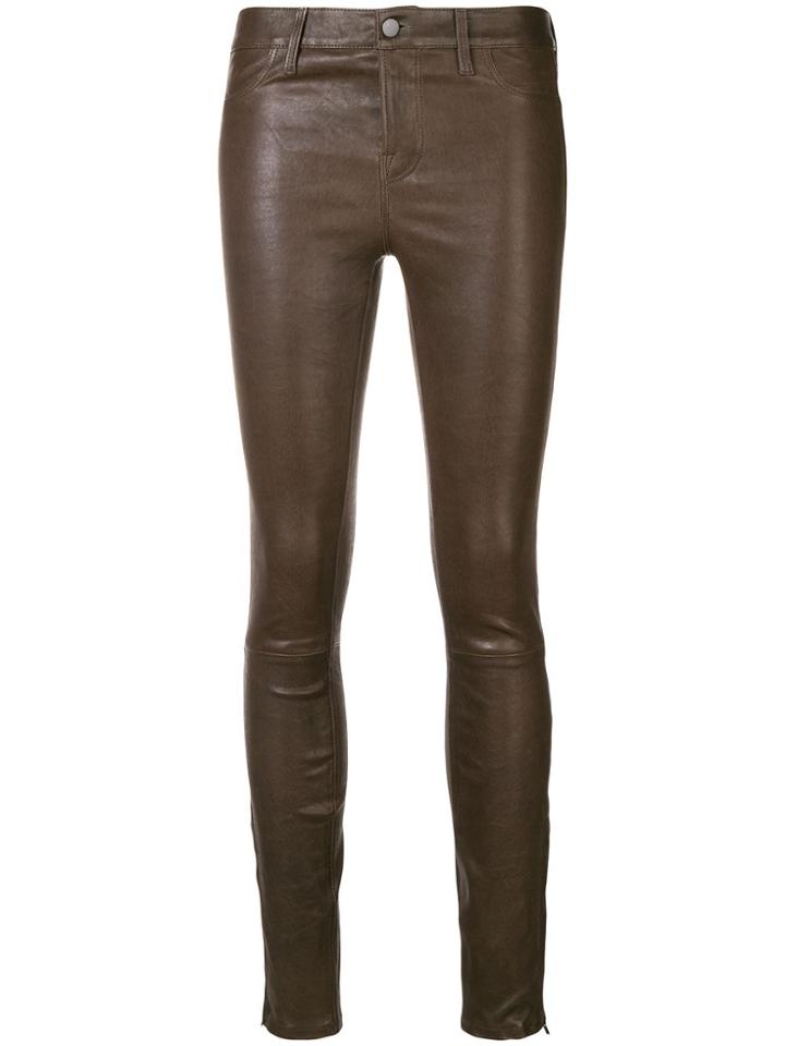 J Brand Skinny Leather Trousers - Brown