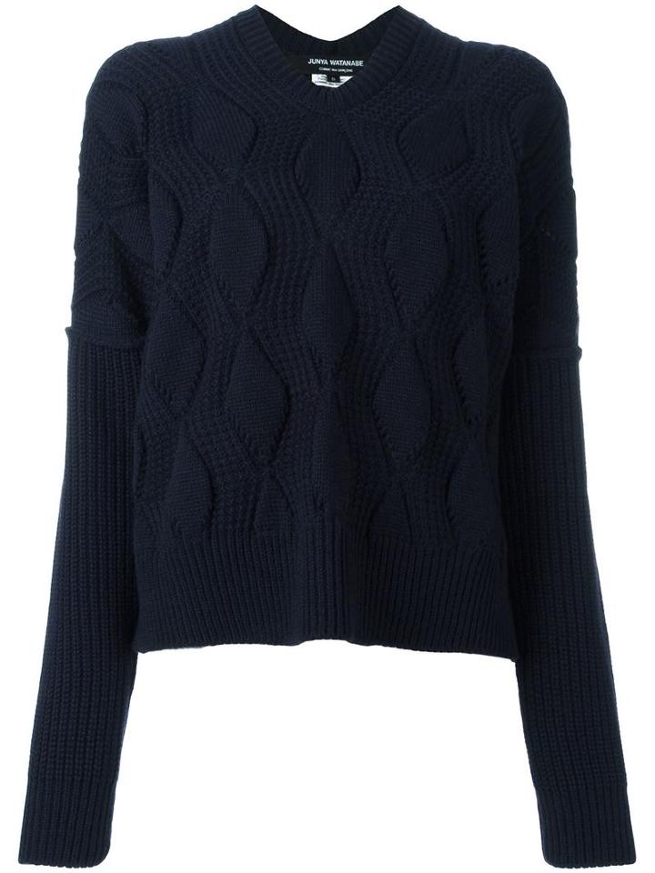 Junya Watanabe Comme Des Garçons Cable Knit Jumper, Women's, Size: Small, Blue, Wool