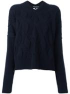 Junya Watanabe Comme Des Garçons Cable Knit Jumper, Women's, Size: Small, Blue, Wool