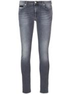 7 For All Mankind Light-wash Skinny Jeans - Grey