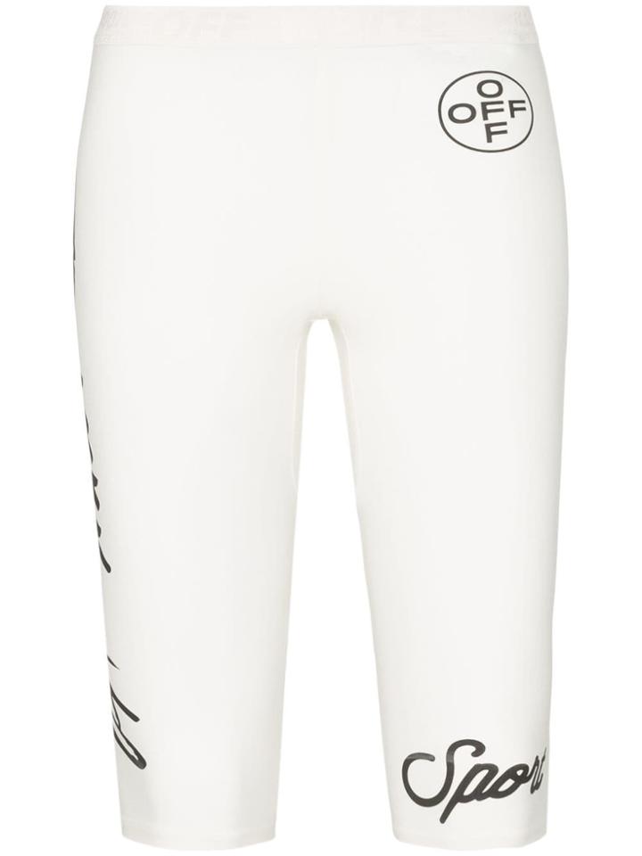 Off-white Logo Print High-waisted Knee-length Shorts