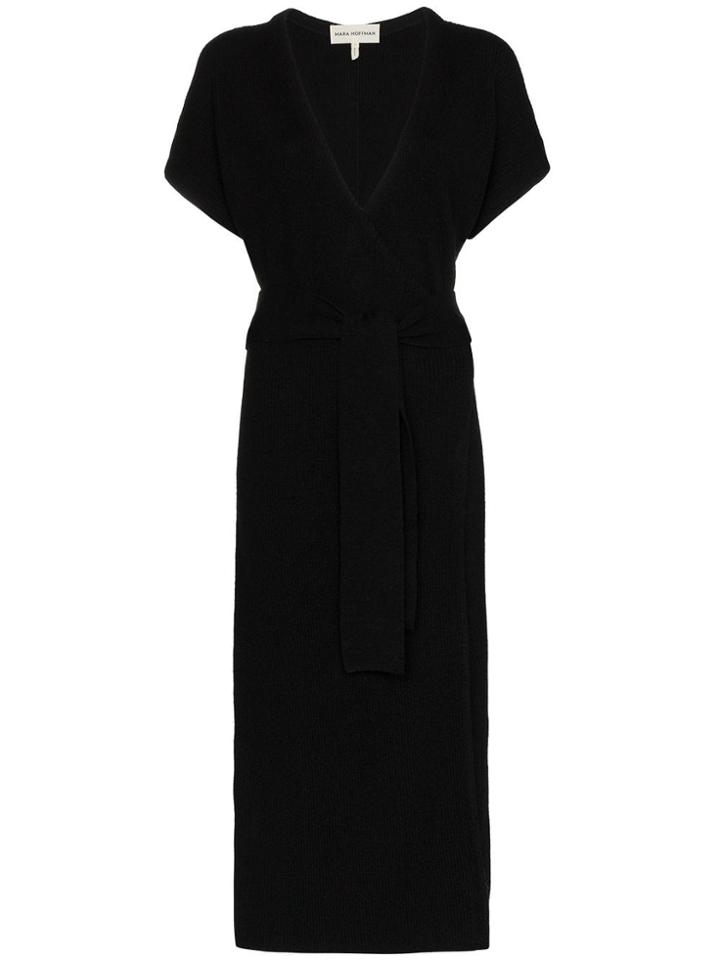 Mara Hoffman Mhoff Joss Drs Vn Wide Ss Midi - Black