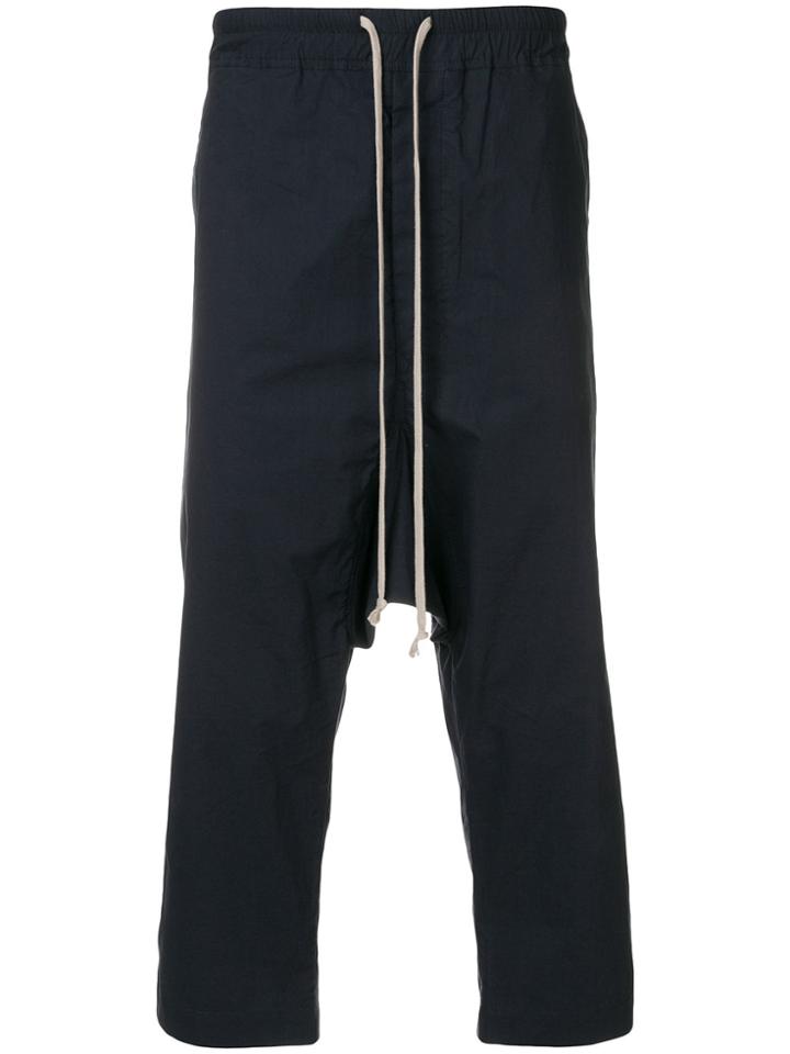 Rick Owens Drkshdw Drop-crotch Cropped Trousers - Blue
