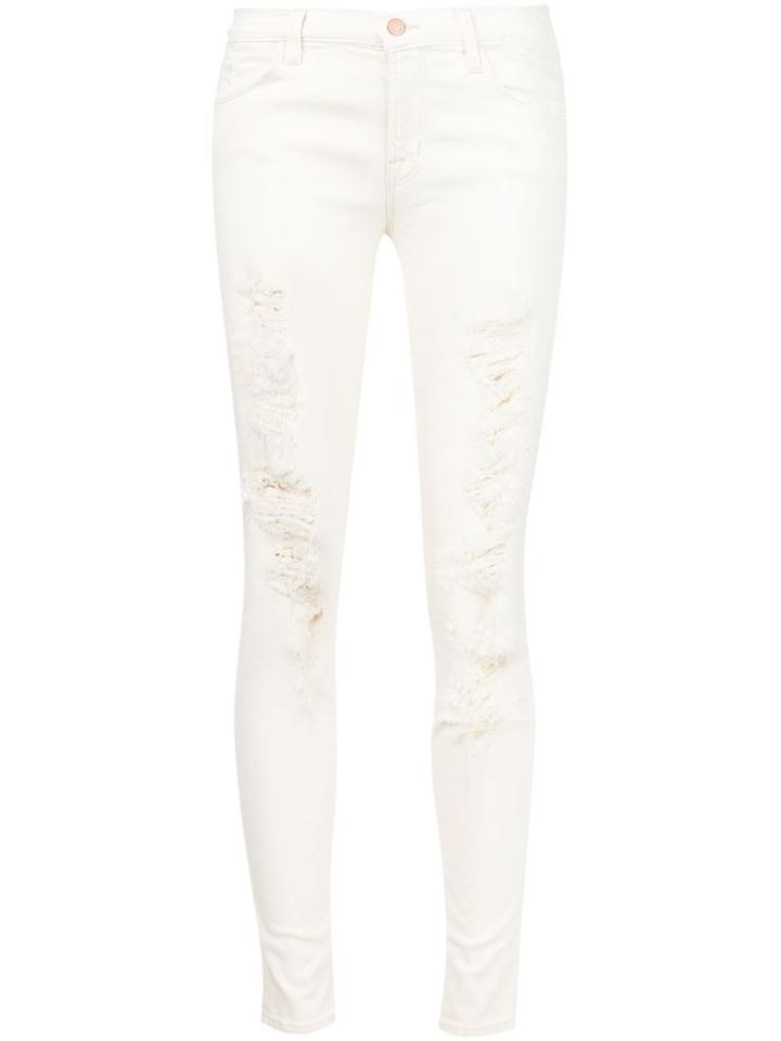 J Brand Distressed Skinny Jeans, Women's, Size: 29, White, Cotton/polyester/spandex/elastane