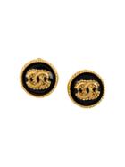 Chanel Vintage Logo Earrings - Metallic