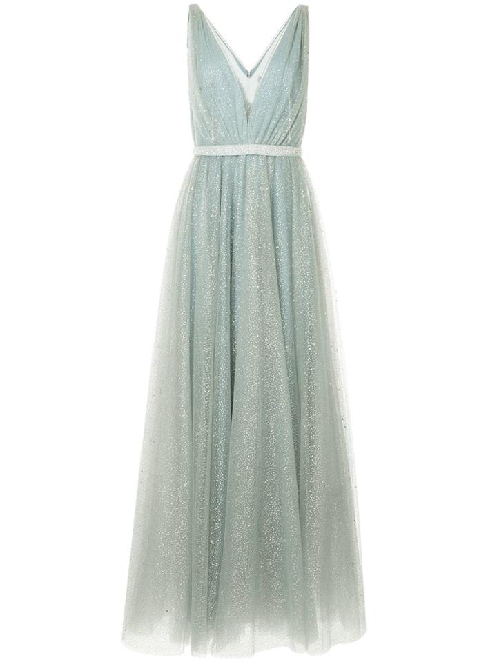 Jenny Packham Embellished Plunge Gown - Blue
