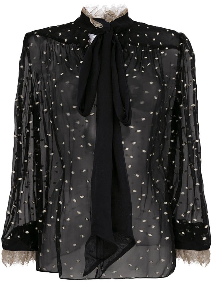 Rodarte Pussy-bow Sheer Blouse - Black