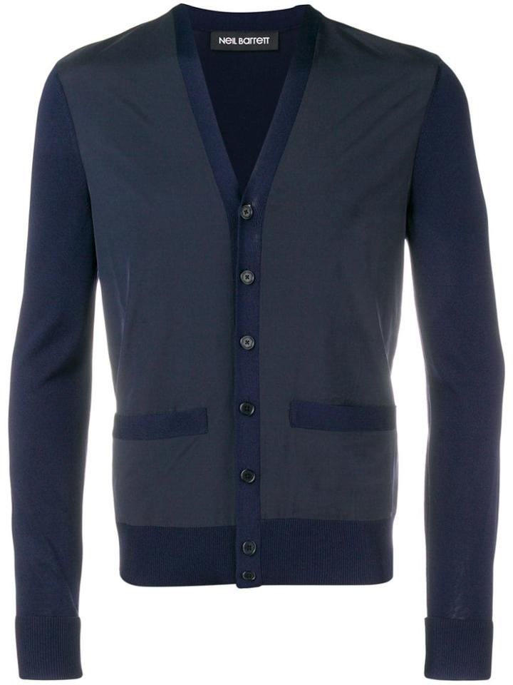 Neil Barrett Contrast Panel Cardigan - Blue