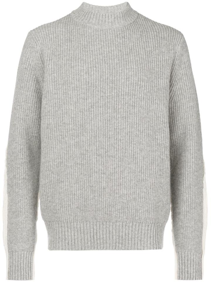 Sacai Funnel-neck Ribbed Sweater - Grey