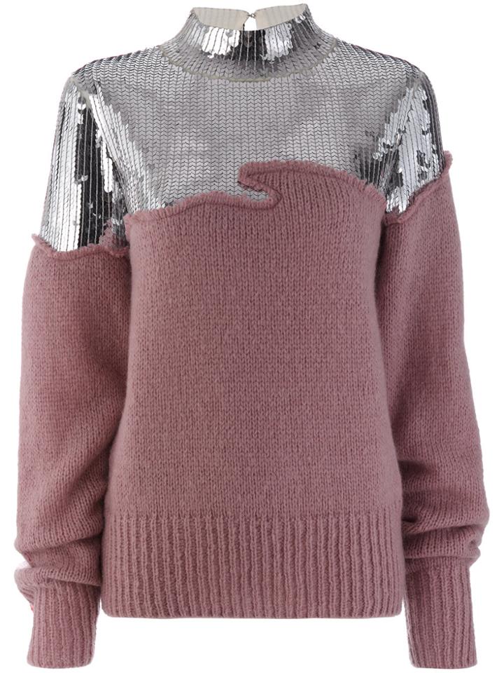 Aviù Two Tone Sequin Sweater - Pink & Purple