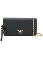 Prada Logo Wallet On Chain - Black