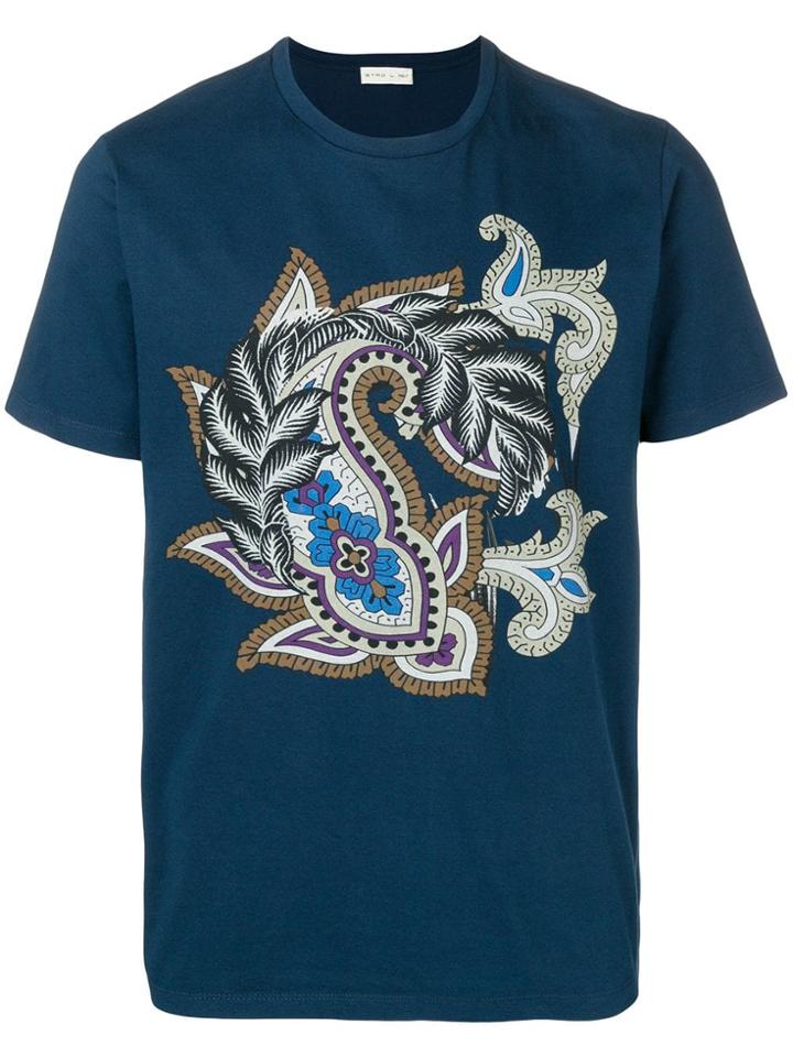 Etro Paisley Logo Print T-shirt - Blue