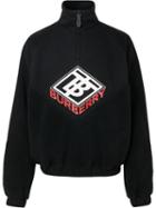 Burberry Logo Graphic Neoprene Funnel Neck Track Top - Black