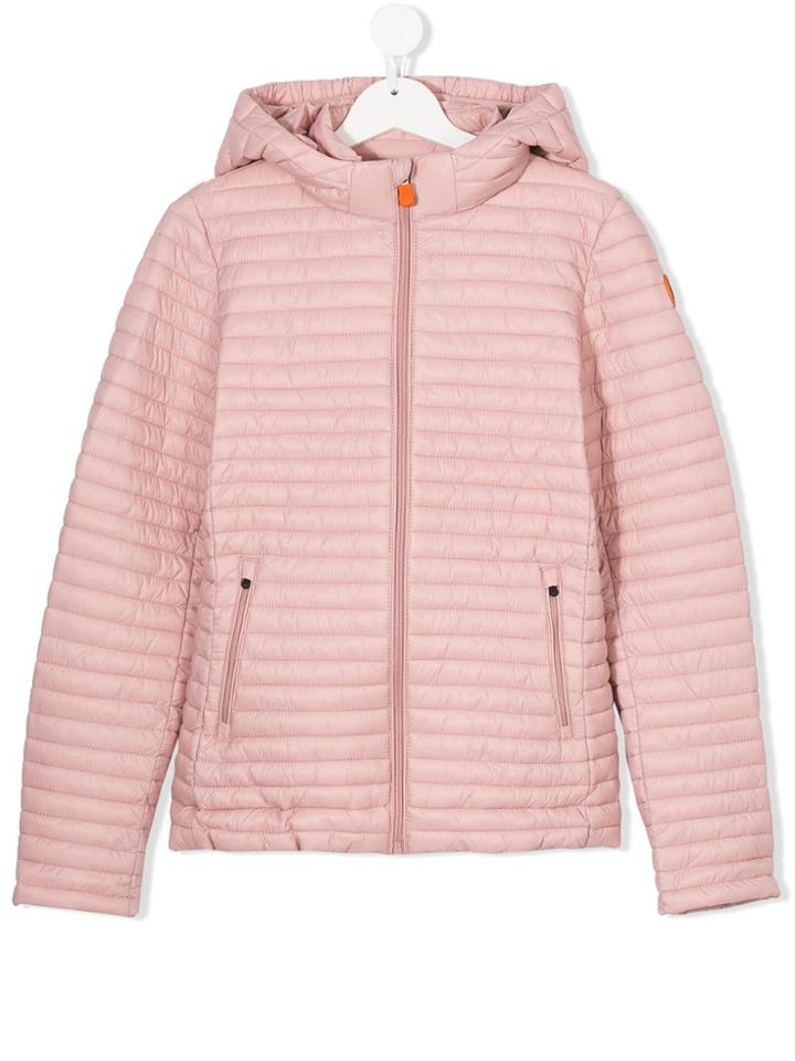 Save The Duck Kids Hooded Padded Jacket - Pink