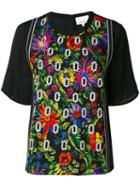 3.1 Phillip Lim - Floral Embroidered Crepe Blouse - Women - Silk/elastodiene/viscose - 4, Black, Silk/elastodiene/viscose