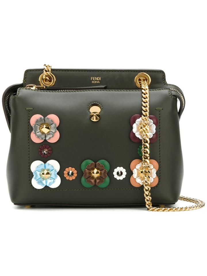 Fendi Dotcom Floral Appliqué Tote - Green