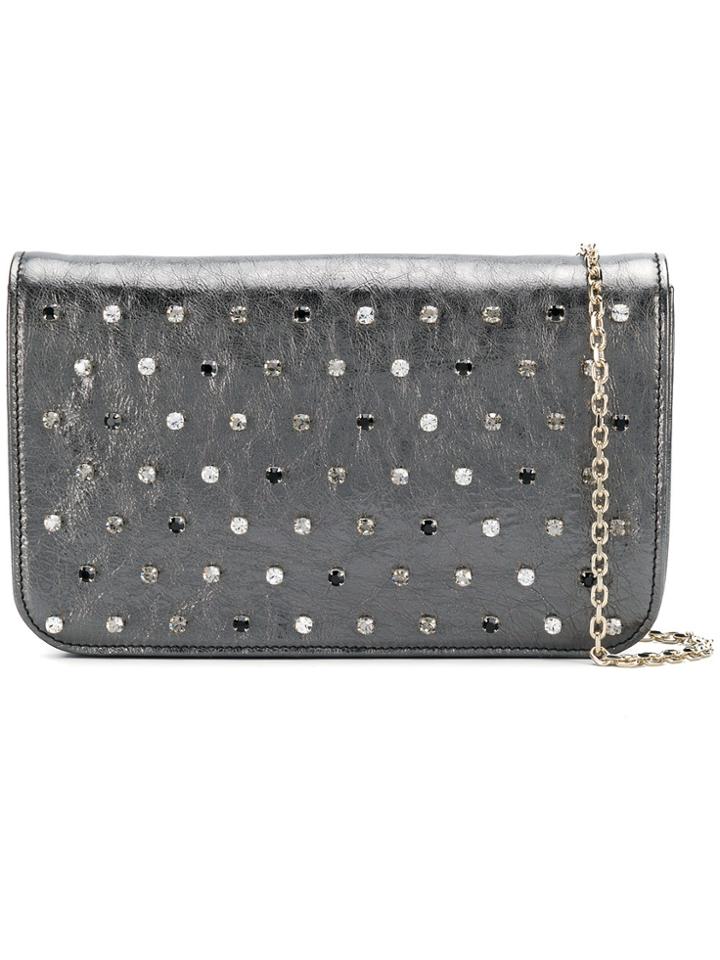 Red Valentino Crystal Embellished Shoulder Bag - Grey