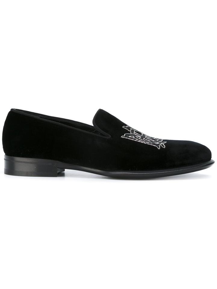 Alexander Mcqueen Insignia Beaded Slippers - Black