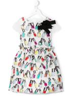 Simonetta Nail Polish Print Brocade Dress, Girl's, Size: 10 Yrs, White