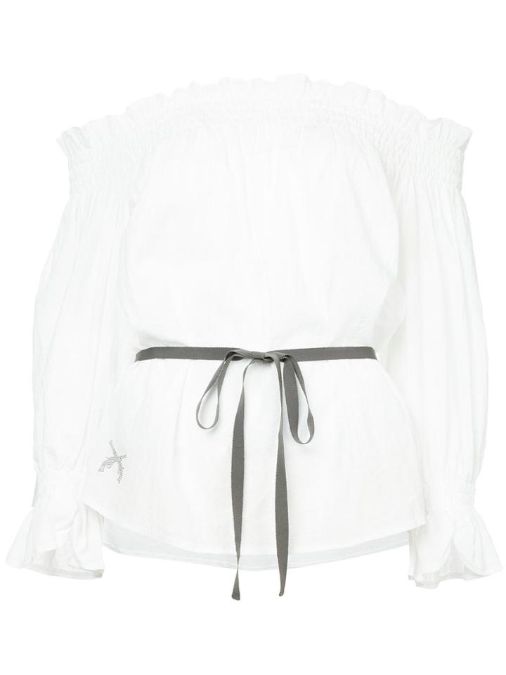 Roarguns Off The Shoulder Ruched Detail Blouse - White