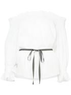 Roarguns Off The Shoulder Ruched Detail Blouse - White