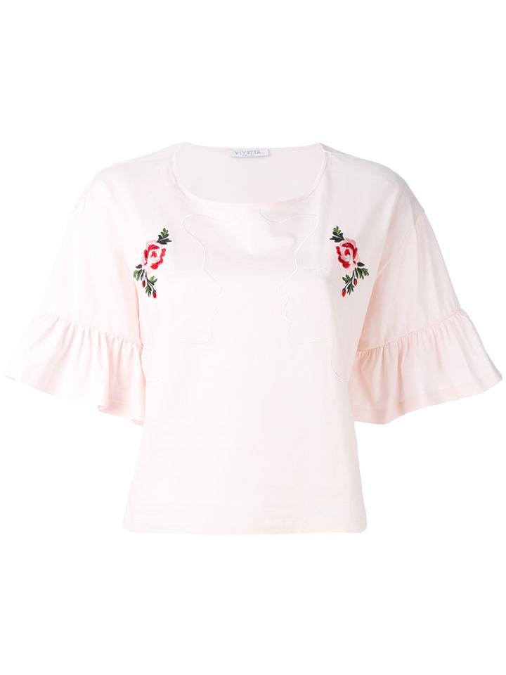 Vivetta - Embroidered Top - Women - Cotton - 40, Pink/purple, Cotton
