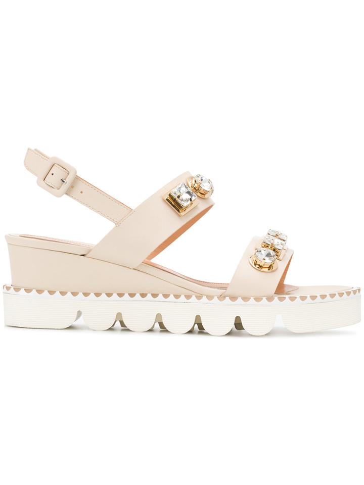 Baldinini Embellished Sling-back Sandals - Nude & Neutrals
