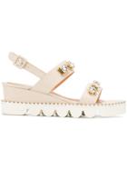 Baldinini Embellished Sling-back Sandals - Nude & Neutrals