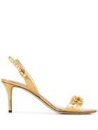Emilio Pucci Chain Embellished Metallic Slingback Sandals - Gold