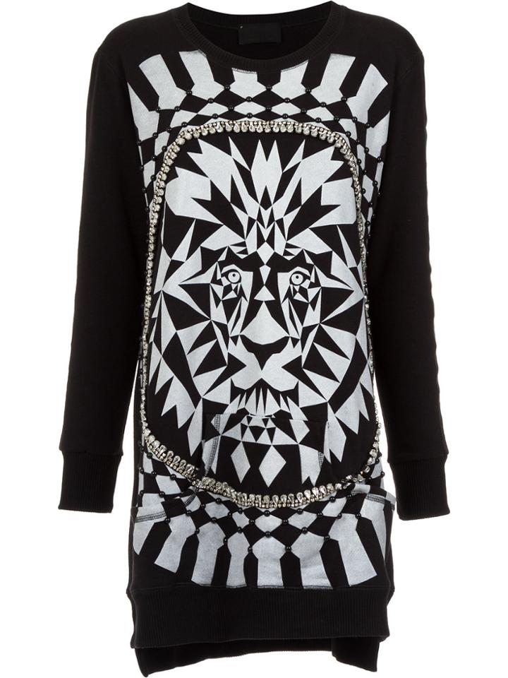 Andrea Bogosian Lion Print Oversized Sweatshirt - Black