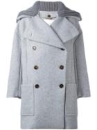 Chloé Ribbed Collar Coat, Women's, Size: 38, Grey, Virgin Wool/polyamide/silk/viscose