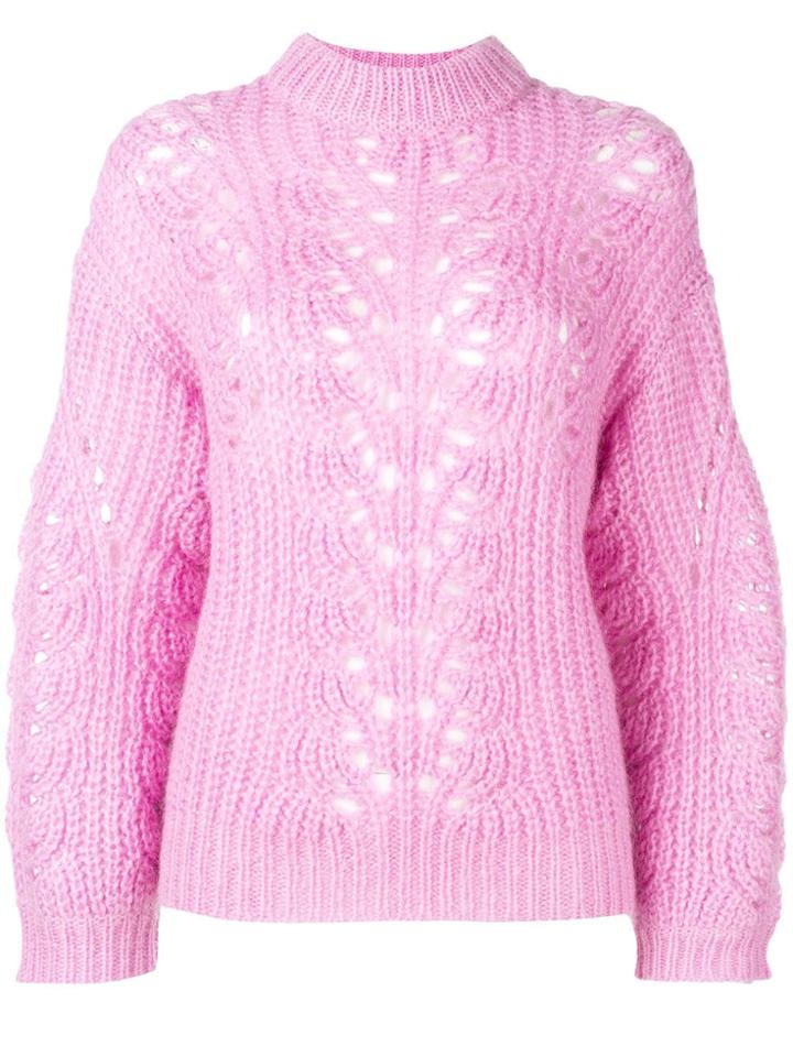 Iro Crochet Turtleneck Sweater - Pink & Purple
